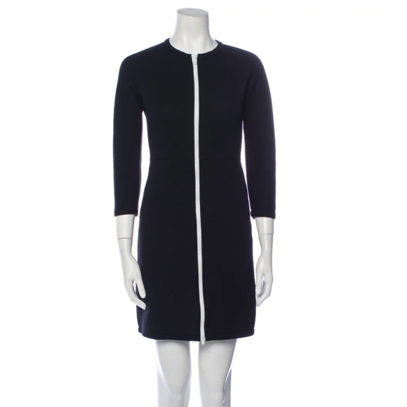 Kate Spade Saturday Black 3/4 Sleeve Front Zipper Dress - Picture 1 of 9